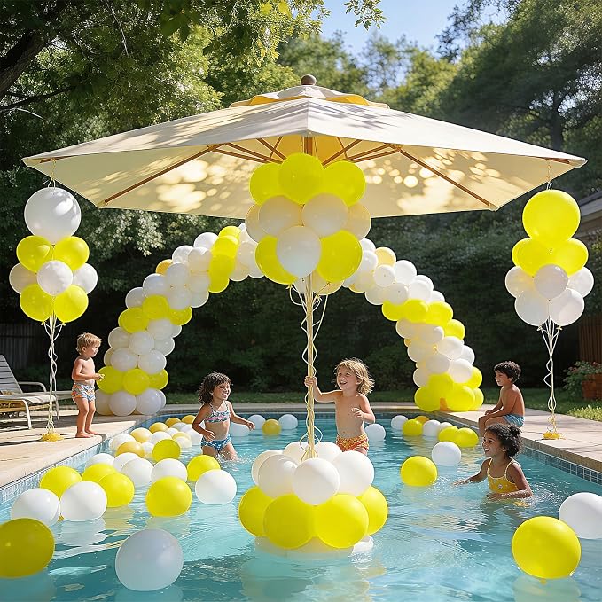 Yellow and White Balloons 100 Pack 12 Inch White Yellow Extra Thick Latex Party - Image 5
