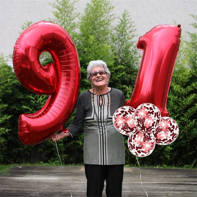 16th Birthday Balloons Red, 40 In Giant Digital Foil Number 1 and 6 Balloons - Image 4