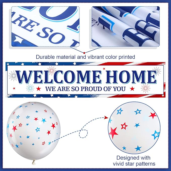 36 Pieces Welcome Home Banner Decoration Set, Large Fabric We Are So Proud of - Image 5