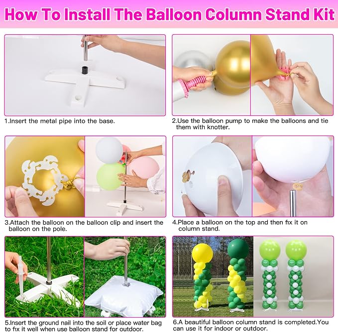4 Sets Adjustable Balloon Column Stand and Balloon Pump | 9 Feet Metal Balloon - Image 6