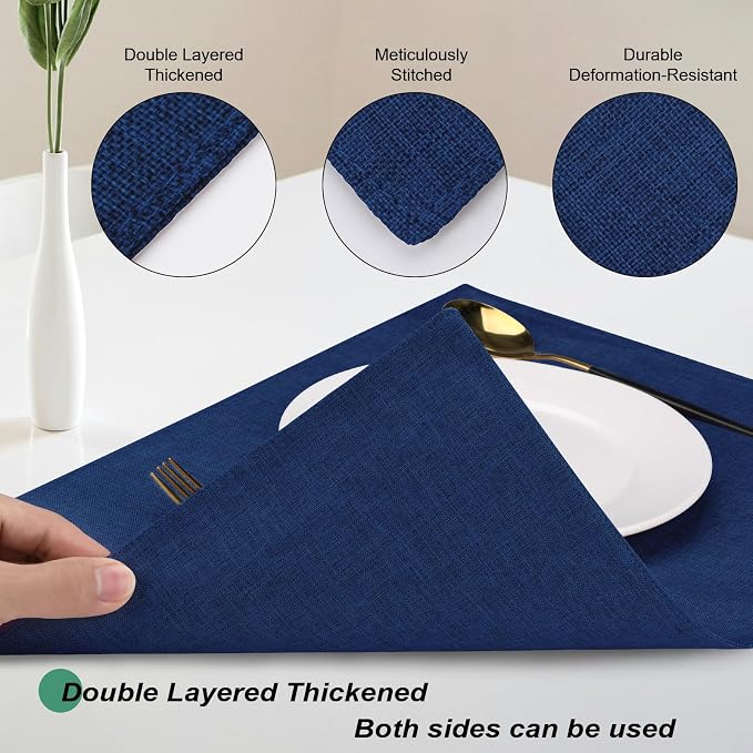 Cloth Placemats Set of 6, Cotton Linen Blend Place Mats, Double Layered - Image 7