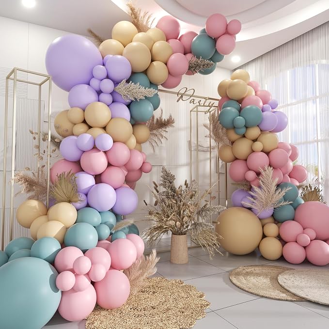 Blue Purple Pink Nude Balloon Garland Arch Kit by MOXMAY