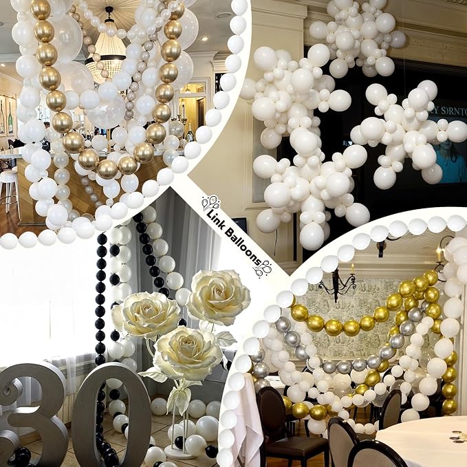White Quick Link Balloons, Pearl Balloons - Image 6