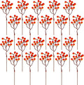 Fangoo 20 Pack 7 Inch Fall Artificial Orange Berry Stems Orange Berries Picks by Fangoo