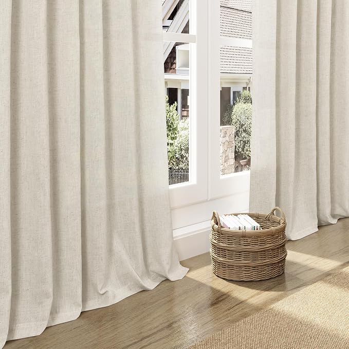 Vanilla Linen Curtains for Living Room 63 Inch Length Luxury Light Filtering - Image 5