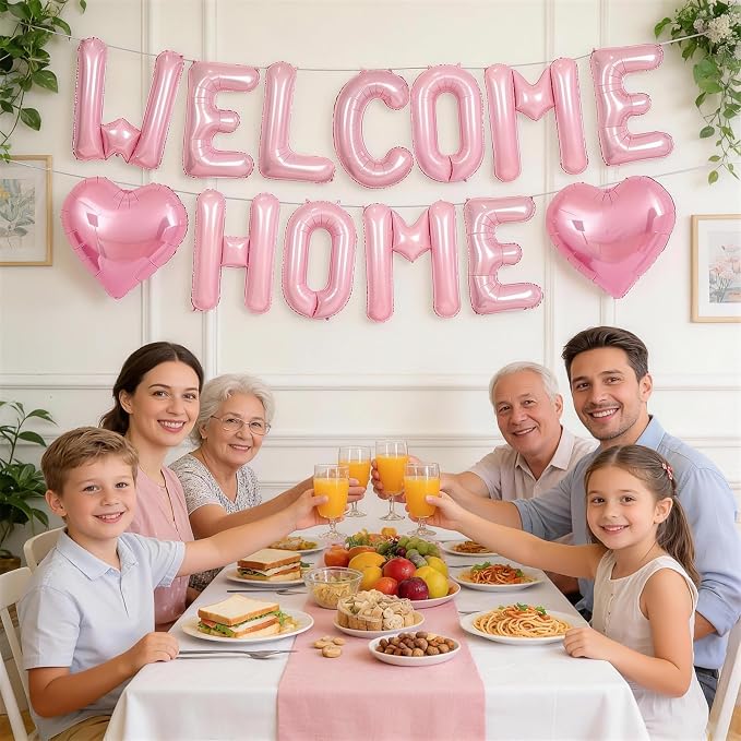 Welcome Home Balloons Pink, 16Inch Welcome Home Foil Balloons Banner - Image 5