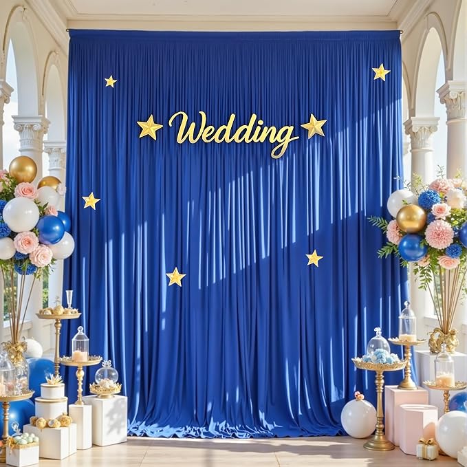 20×14 ft Royal Blue Wrinkle Free Backdrop Curtain, Soft Silky Polyester Wedding - Image 8