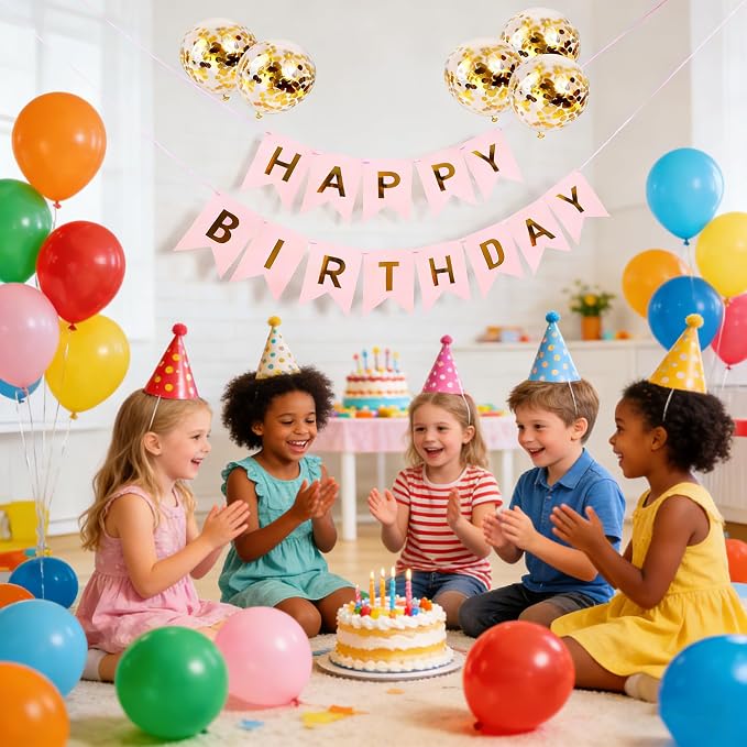 Happy Birthday Banner Sign Bunting Hanging Decorations - Image 2