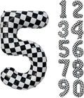 40 Inch Checkered Number Balloon 5 Black and White Number 5 Balloon Foil Helium by Yeodong
