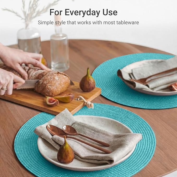 FunWheat Round Braided Placemats Set of 8 Place Mats - Image 5