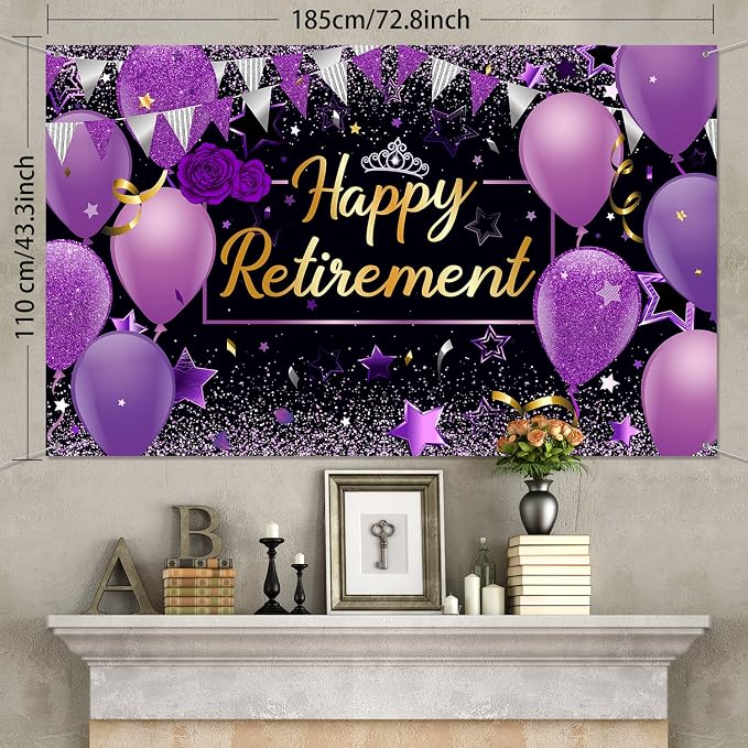 Blulu Retirement Party Decorations, Extra Large Fabric Retire Sign Banner Photo - Image 2