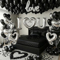 I Love You Balloons for Him/Her Balloons black Sliver romantic balloon kit by KozeeBalloons%E2%80%94%E2%80%94ColorMatters