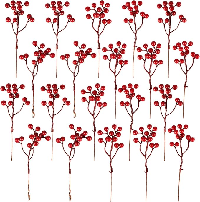 Fangoo 20 Pack 7 Inch Artificial Red Berry Picks by Fangoo