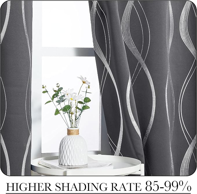 NICETOWN Small Blackout Grey Cafe Curtain Panels, 34 by 45 Inch, Window - Image 4