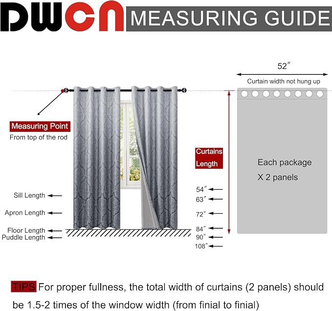 DWCN Grey Full Blackout Curtains - Image 7
