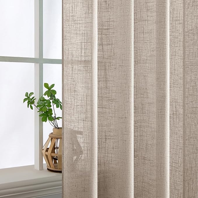 MIULEE Natural Linen Curtains 52x63 Inch Length - Image 5
