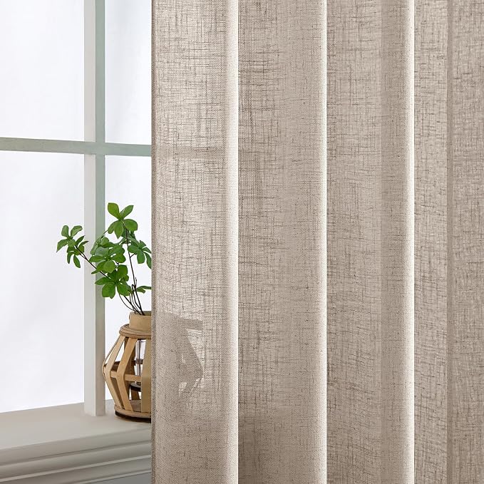 MIULEE Natural Linen Curtains 52x108 Inch 2 Panels - Image 5