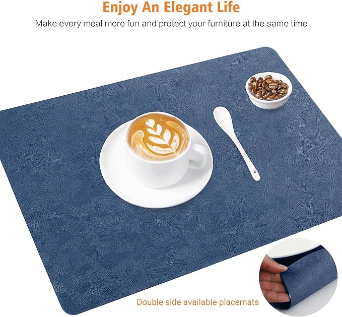 Vinyl Placemats Set of 6 Heat Resistant Easy Clean Non-Slip Place Mats - Image 2