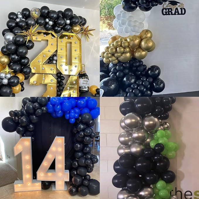 114pcs Black Latex Balloon, 18 12 10 5 Inch Different Sizes | Balloons - Image 7