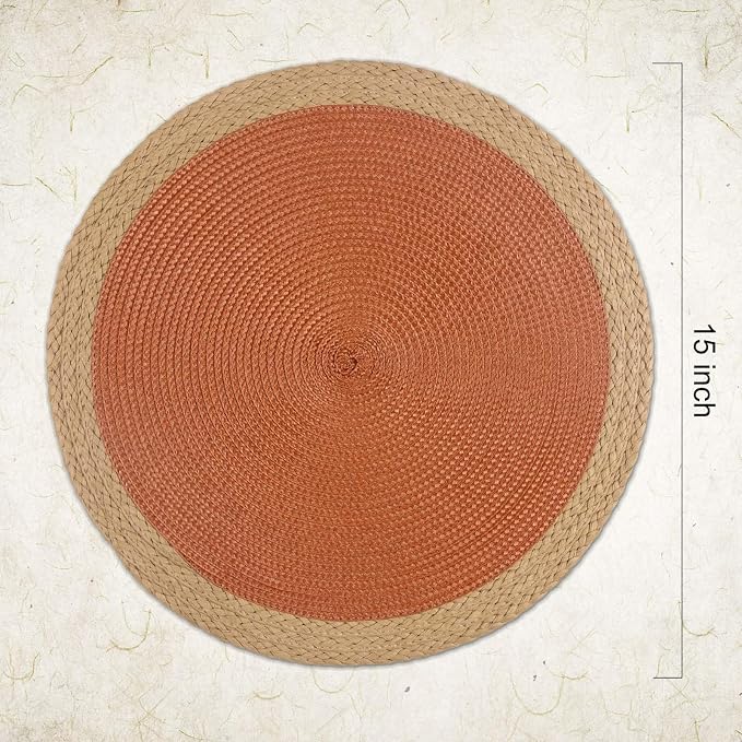 Noctiflorous Braided Round Placemats Set of 8, 15 Inch Woven Table Mats - Image 2