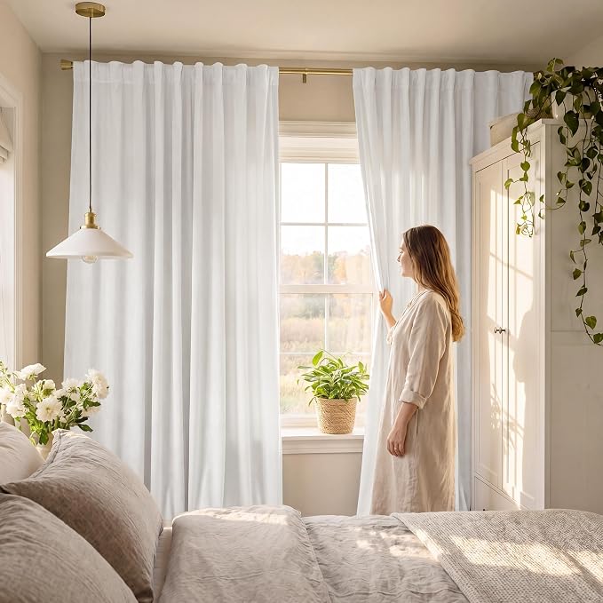 White Velvet Curtains Light Dimming Privacy, W52 x L84, 2 Panels | 300GSM Thick - Image 7