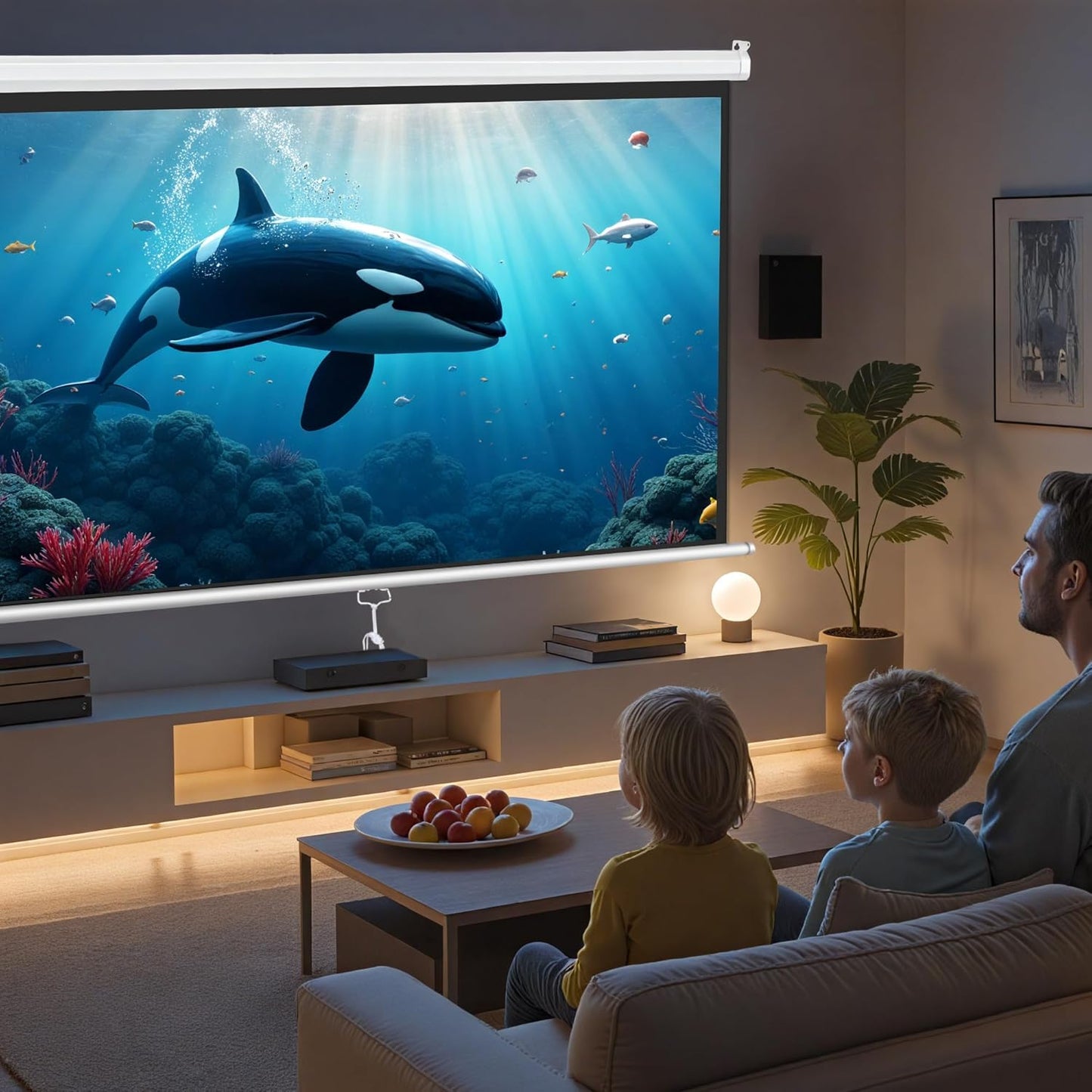 ZENY Projector Screen Pull Down 100 Inch 16:9 HD Projection Screen Folding Home Theater Portable Indoor Outdoor Movie Screen