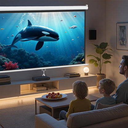 ZENY Projector Screen Pull Down 100 Inch 16:9 HD Projection Screen Folding Home Theater Portable Indoor Outdoor Movie Screen