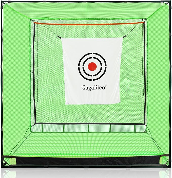 Gagalileo Golf Cage Net with Steel Frame and Target: 10X10X10FT Heavy Duty Practice Net for Backyard Driving & Indoor Driving Range Outdoor Training