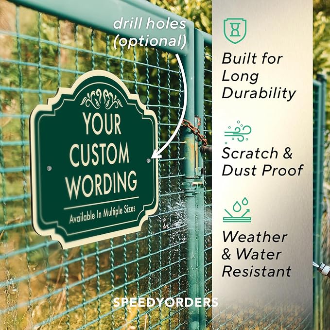 Custom Decorative Outdoor Metal Signs, Personalized Aluminum Signs, Customized Driveway Signs, Waterproof Signs Made In USA, Design 2 Forest Green 42x28 In