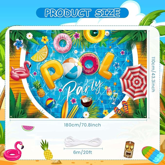 Pool Party Banner Pool Party Decorations Large 71 * 43 Inch Summer Party - Image 3