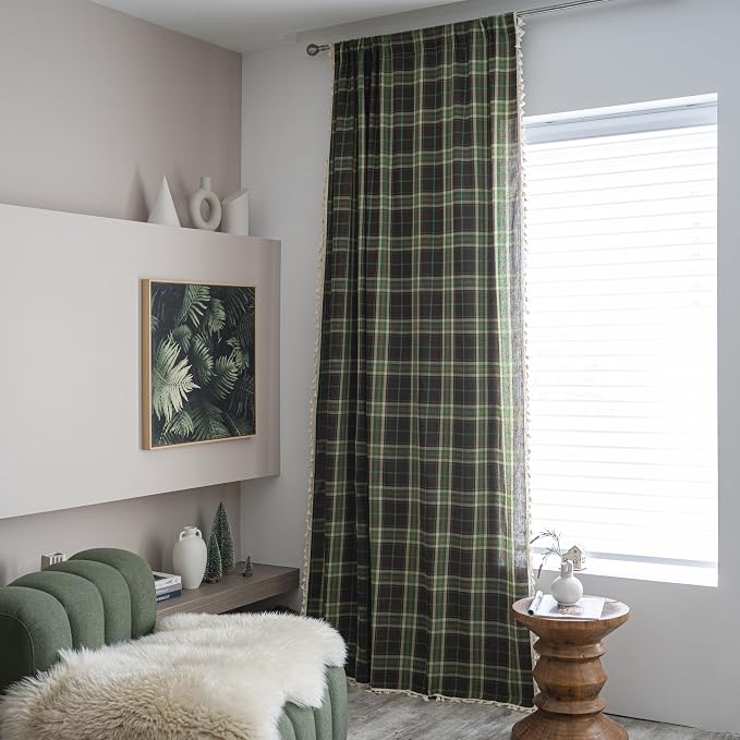 Sutuo Home Boho Curtains for Kitchen Nursery, Christmas Vintage Plaid Curtains - Image 6