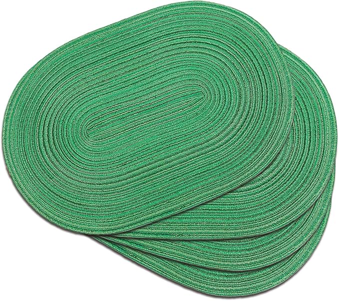 Placemats Set of 4, Woven Oval Braided Dining Table Mats | 12 x 17.5 Inch Size by Noctiflorous
