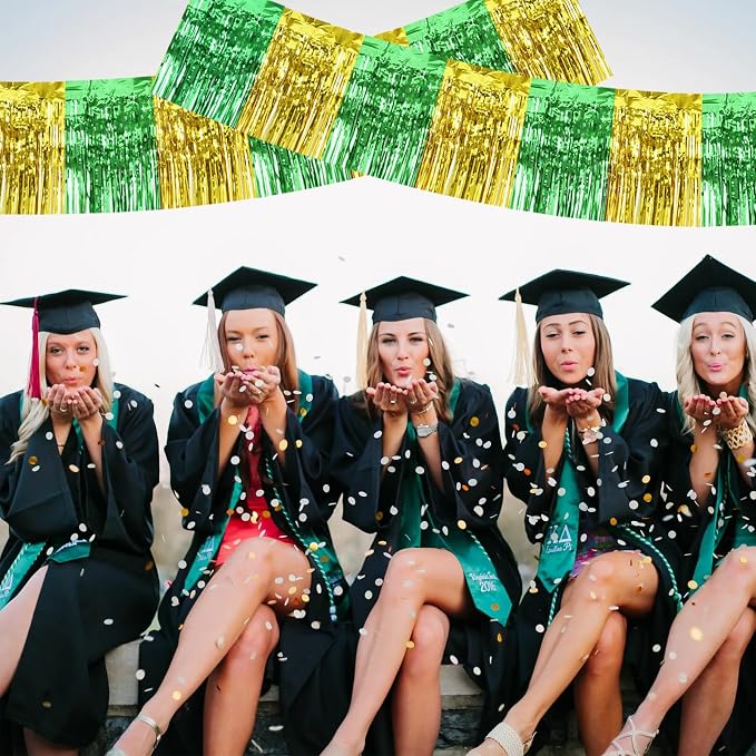 BEISHIDA Green Gold Fringe Garland Banner 30ft Wall Tinsel Foil Streamers | - Image 5