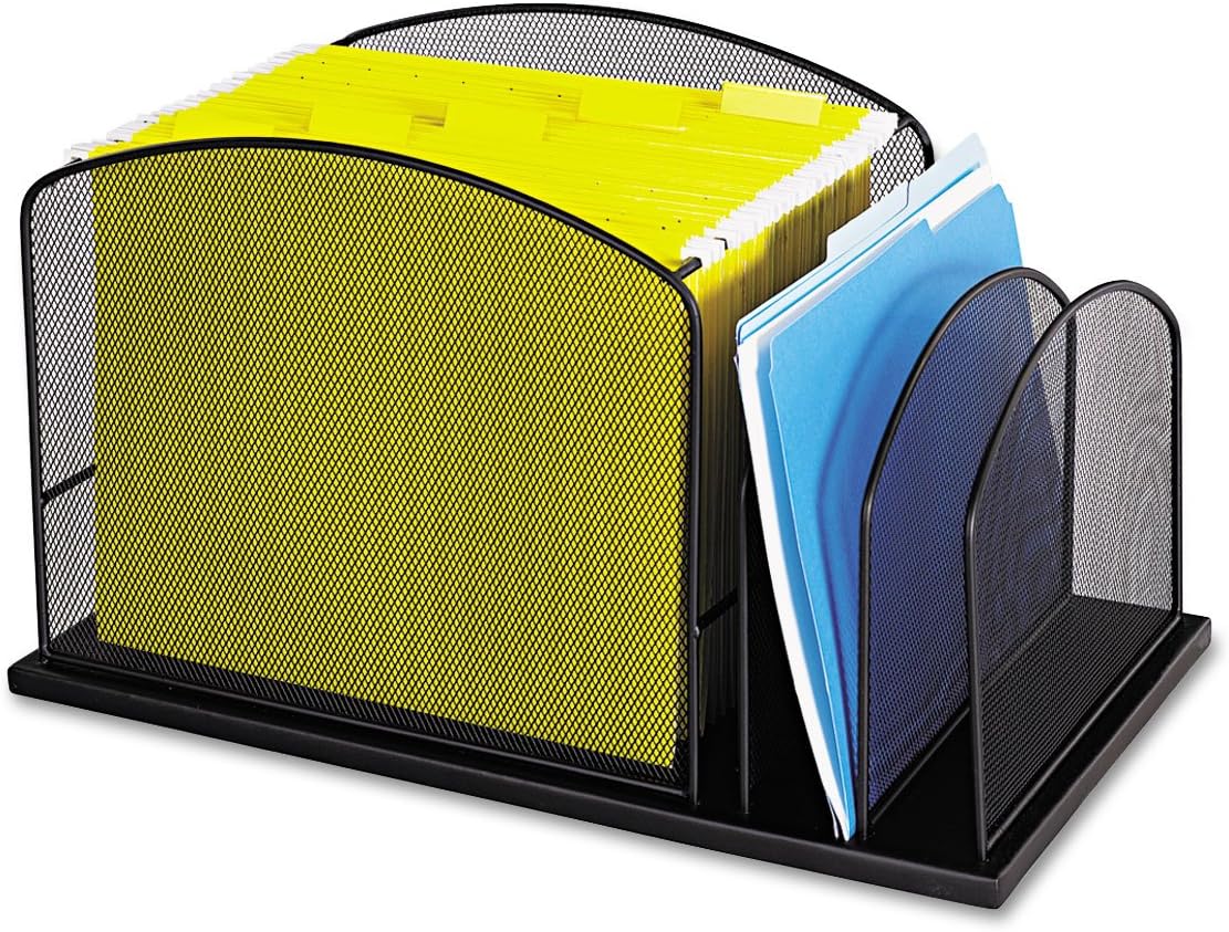 Safco 3259BL Onyx Mesh Hanging File with 2 Vertical Sections, Black