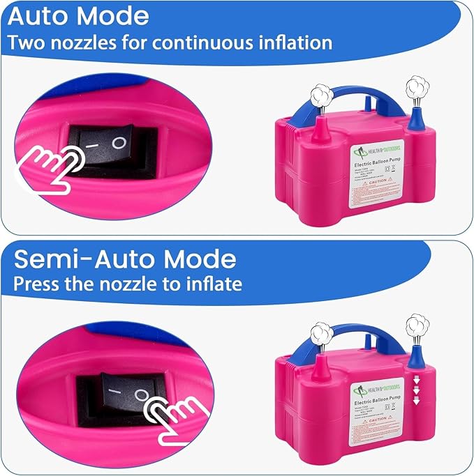 Electric Balloon Pump, Portable Electric Air Balloon Pump Dual Nozzle Air - Image 2