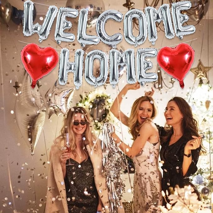 TONIFUL 16 Inch Silver WELCOME HOME Foil Letter Balloons Banner Decoration | - Image 5