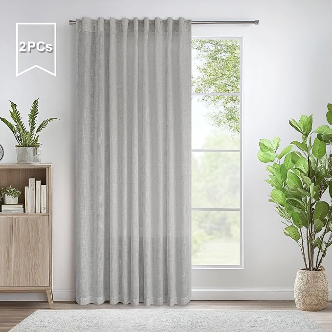 Grey Farmhouse Curtains 60 Inch Wide by Pitalk