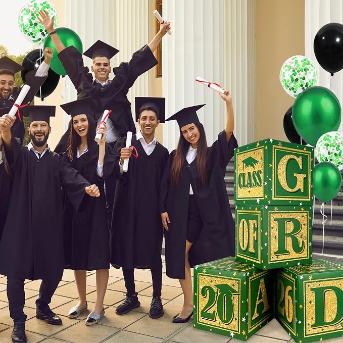 Graduation Decorations Class of 2026 Decorations Green and Gold | Balloon Boxes - Image 6