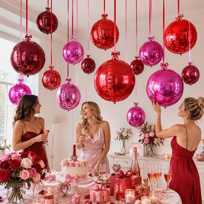 Burgundy Red Pink Balloons - Image 5