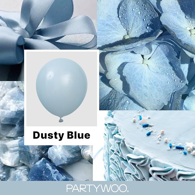 PartyWoo Dusty Blue Balloons 155pcs Light Blue Aqua Boho Color | 18 12 10 5 - Image 2