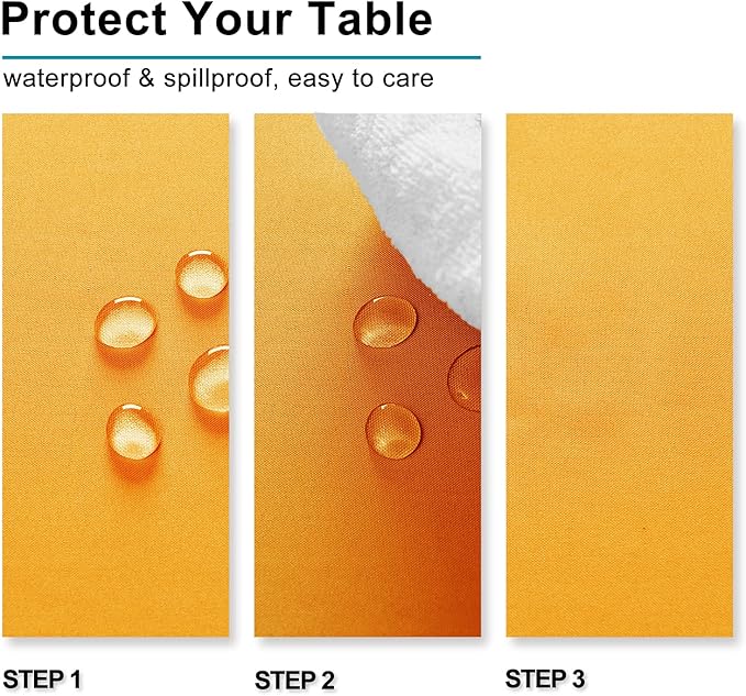 Hiasan 2 Pieces Solid Rectangle Tablecloth - Waterproof and Spillproof Washable Table Cloth for Dining Tables, Orange Yellow, 54 x 80 Inch