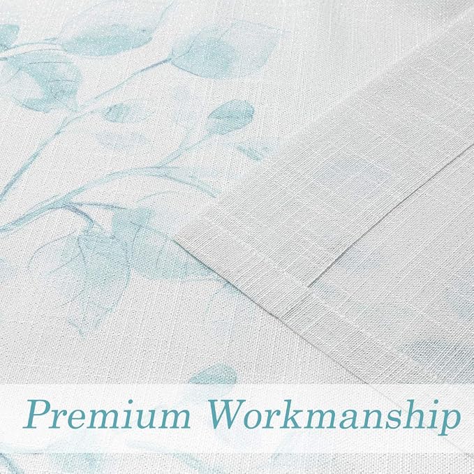 Central Park Leaf Floral Print Metallic Sheer Curtain, Teal Blue, Grommet Top - Image 6