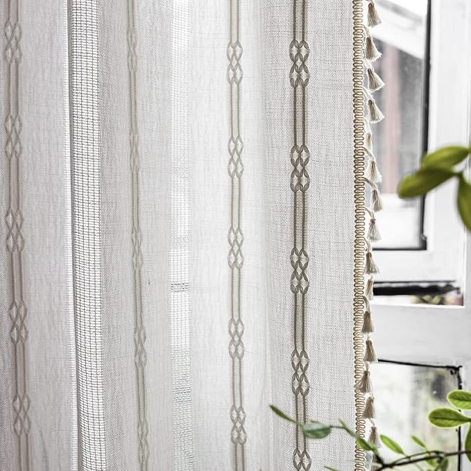 Sutuo Home Boho Curtain for Bedroom 84 Inch Length, Light Filtering Country - Image 4