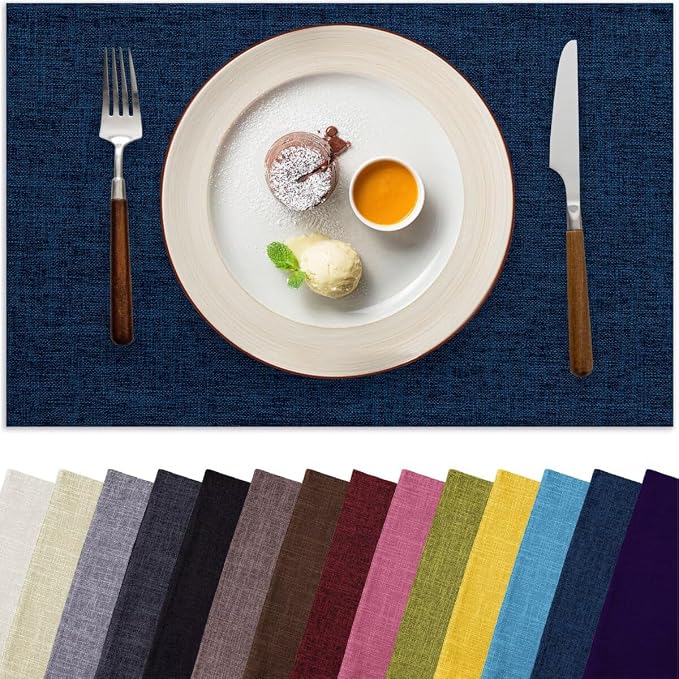 Placemats Set of 4, Bilayer Thickened Linen Place Mats Heat Resistant Machine by Aironment