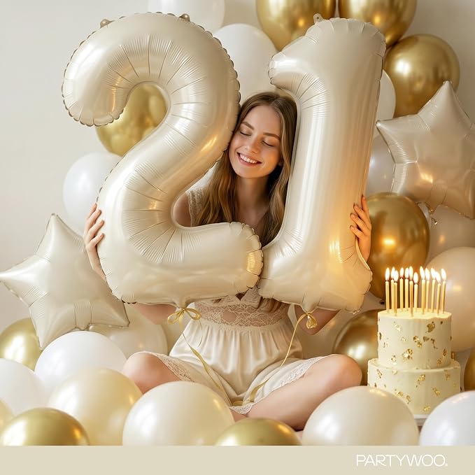 PartyWoo Number Balloons 40 Inch White Number 1 Kit 25pcs - Image 8