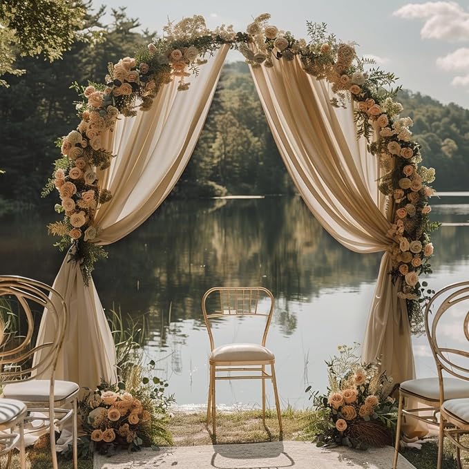 Nude Wedding Arch Draping Fabric Backdrop Drapes Sheer 4 Panels | 28.7"x20FT - Image 6