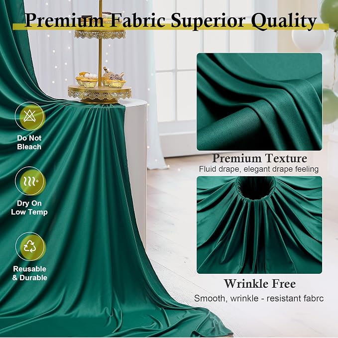 50ft x 12ft Wrinkle Free Hunter Green Backdrop Curtains - Image 2