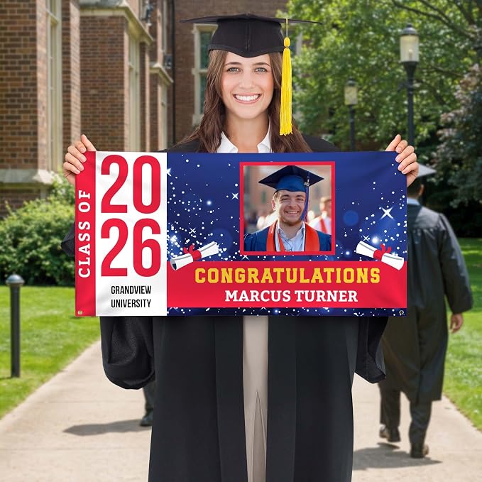 Graduation Banner, Personalized Class of 2026 Photo Graduation Decorations - Image 2