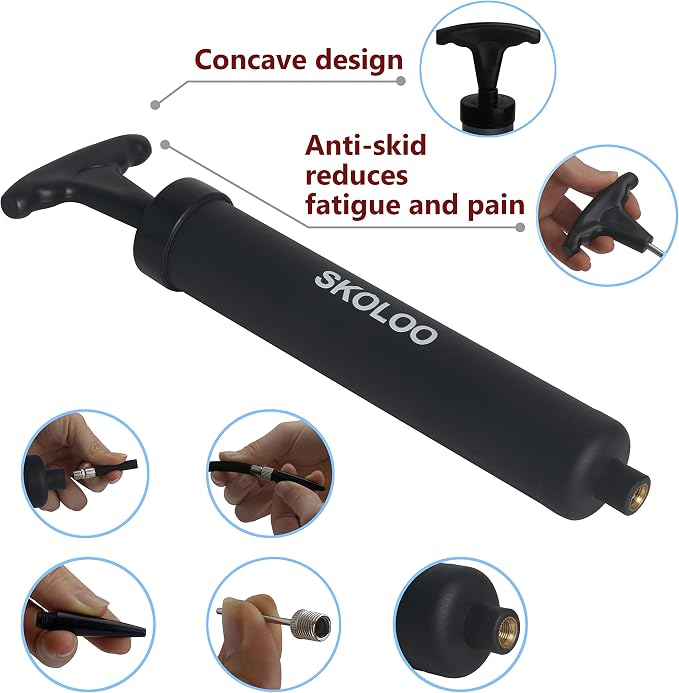SKOLOO 10" Portable Hand Air Ball Pump Inflator Kit - Image 2