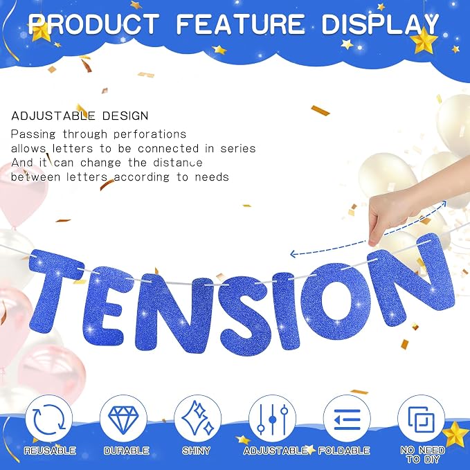 Retirement Banner Pre-Strung GOODBYE TENSION HELLO PENSION Banner Glitter - Image 3